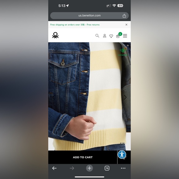 Women’s Rider Style Stretch Jean Jacket Size Medium United Colors of Benneton - Picture 12 of 14